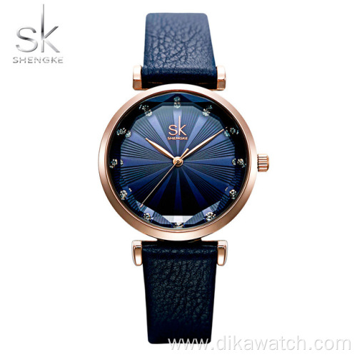 Shengke Women's Watches Luxury Ladies Leather Watches Top Brands Fashion Diamond Watch Bayan Kol Saati Diamond Reloj Mujer 2019